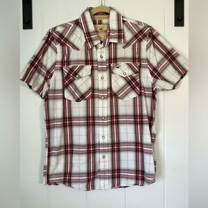 Hollister Red and White Casual Button Down Shirt